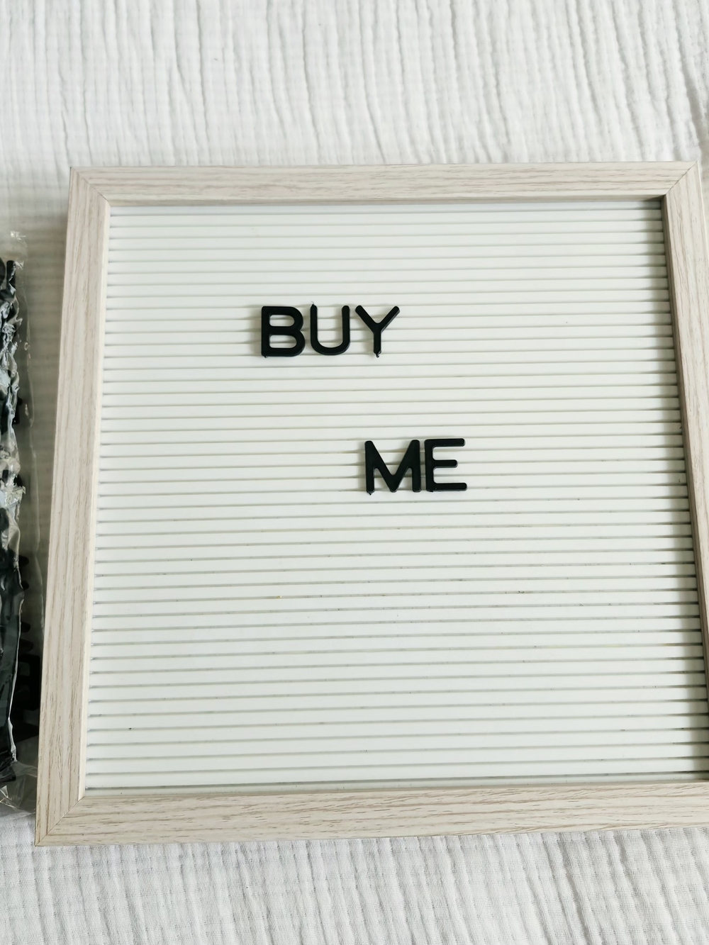 White Letter Board with Light Wood Frame & Black Letters